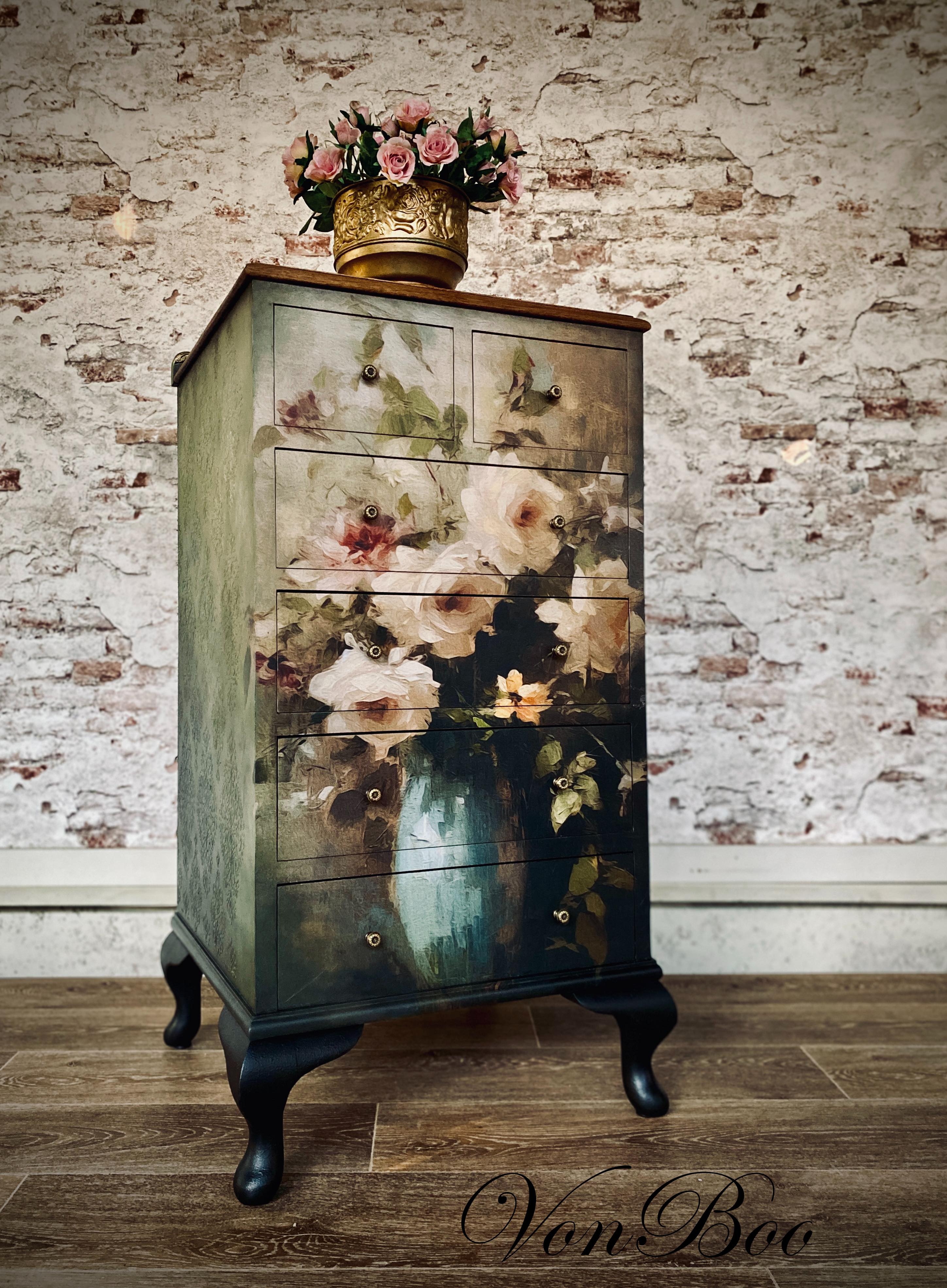 Document de découpage romantique de roses par menthe