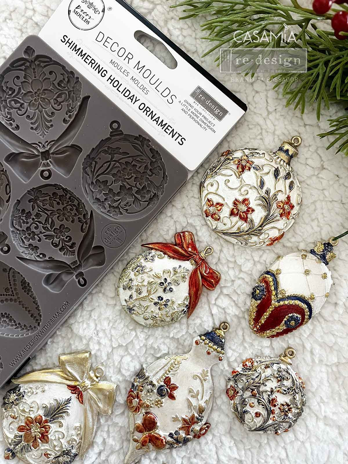 Shimmering Holiday Ornaments Mould by Redesign with Prima