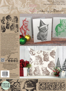 Sello decorativo de gatitos navideños de Iron Orchid Designs IOD Edición limitada