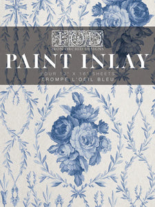 Trompe l'oeil bleu pintura incrustación por diseños de orquídeas de hierro yod