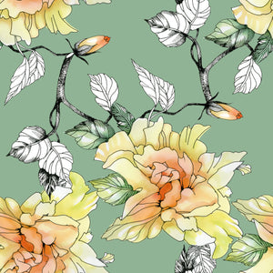 Floraux pastel - Papier de tissu à la menthe - Mint par Michelle