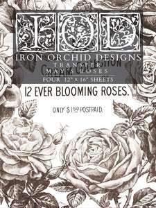 As rosas de maio transferem por designs de orquídea de ferro iod