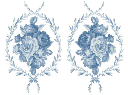 Trompe l'oeil bleu pintura incrustación por diseños de orquídeas de hierro yod