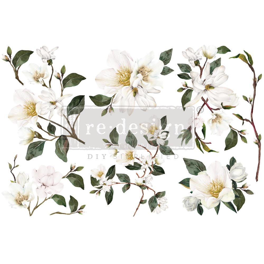 Transfert de décoration de magnolia blanc - refonte avec prima