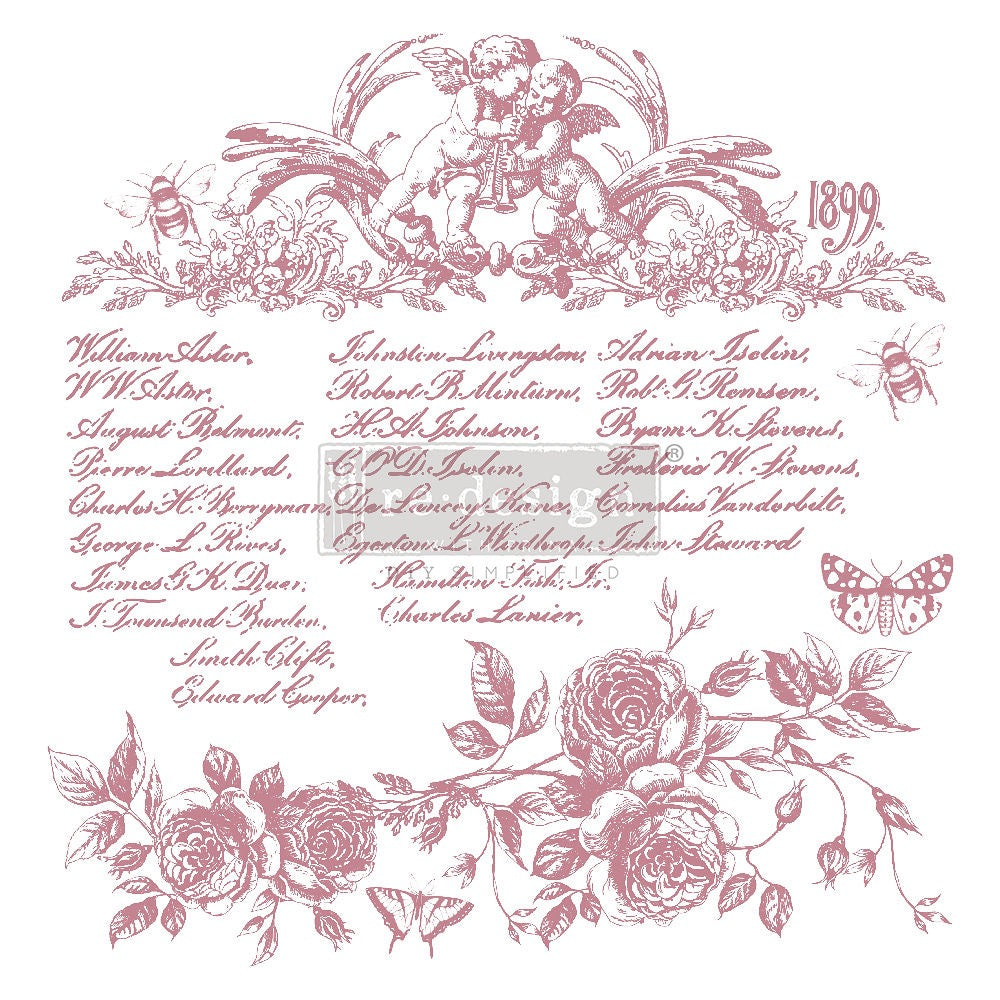 Tampon décoratif, script floral par refonte