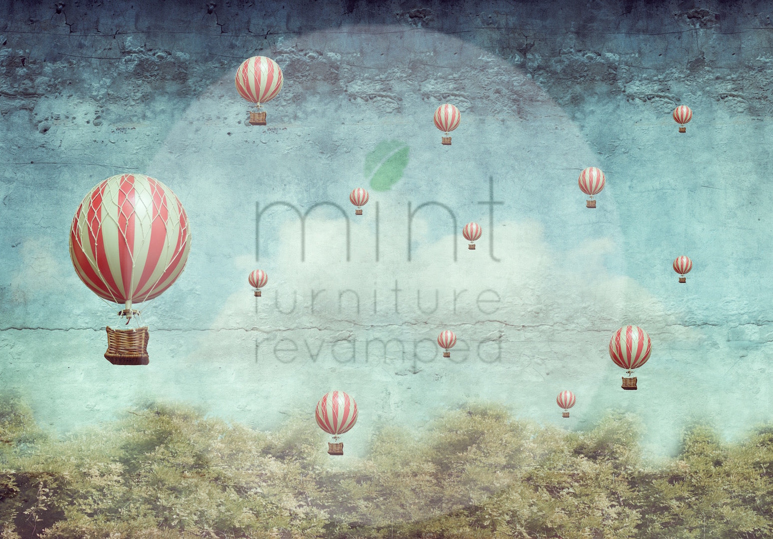 Mint Decoupage Paper Balloons Paisagem