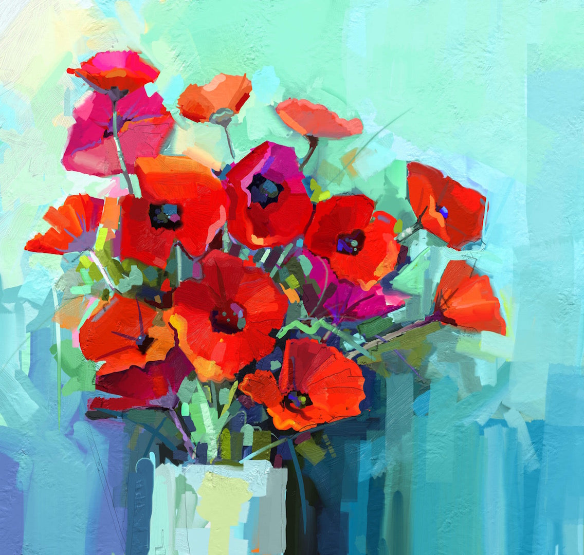 Poppies - Mint di Michelle Decoupage Paper