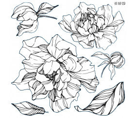 Peonies Double Stamp di Iron Orchid Designs iod
